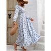 Fashion V-neck Long Sleeve Printed Loose Women Dress Spring Autumn Elegant A-line Party Long Versatile Dress Slim Fit Holiday Women's Clothing