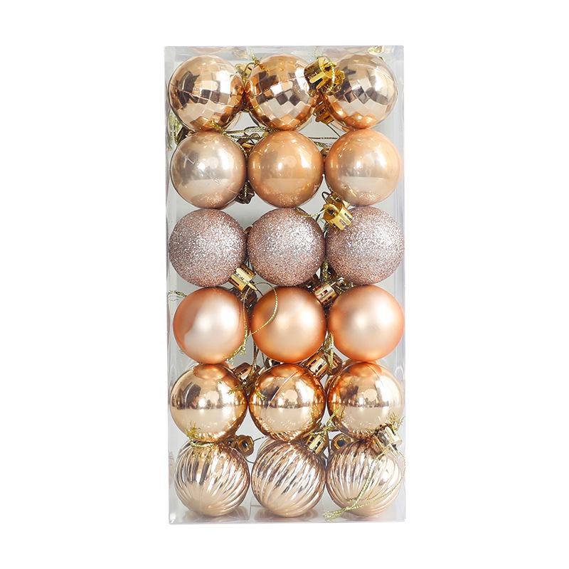 Golden Red Christmas Tree Decoration Balls - 4cm, Set of 36 with Gift Box