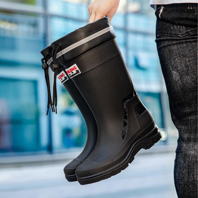 High-end Rain Shoes Men's Closed Rainproof Waterproof Shoes High Rain Boots Takeaway Rider Special Rubber Shoes Fishing Shoes