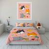 "Cartoon Cat Trio Decoration Set" Bedding Set with 1 Duvet Cover 2 Pillowcases Single Double King Queen, Gift
