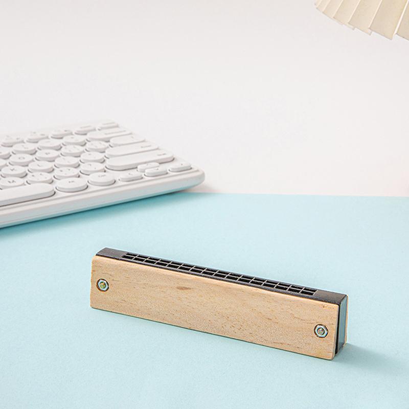 Diy White Embryo Wooden 16 Holes Little Harmonica Musical Instrument Kids Early Educational Enlightenment Toys