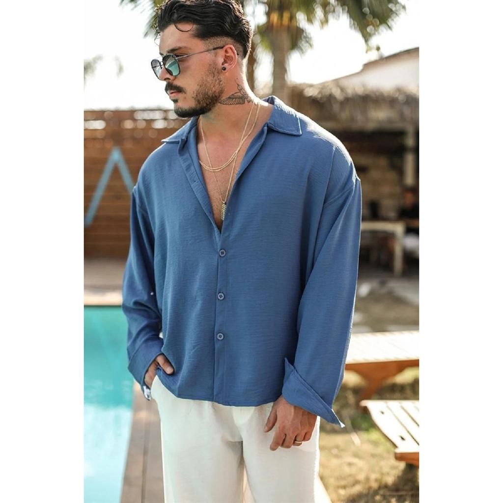 Cămașă supradimensionată Aerobin cu textura de vară pentru bărbați
