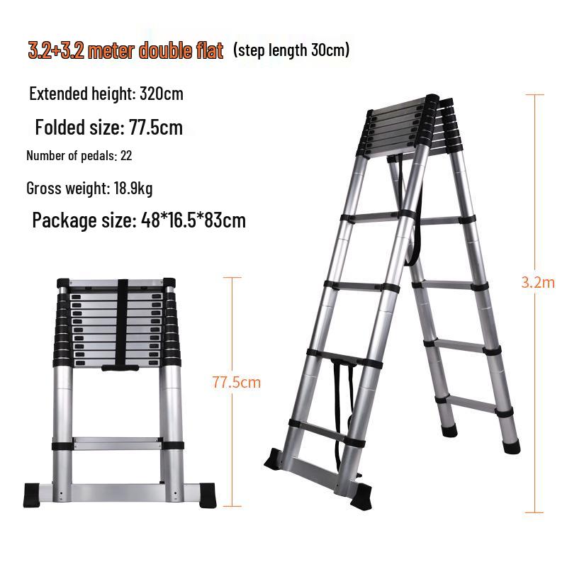 Multi-Functional Aluminum Telescopic Ladder - Herringbone Design, Foldable, Thickened for Household and Large Joint Decoration.