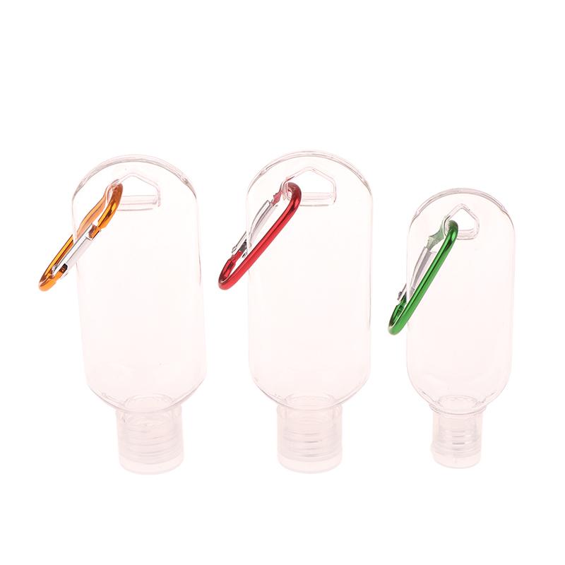 30/50/60Ml Empty Portable Bottle With Carabiner Hook Outdoor Travel Hand Sanitizer Reusable Plastic Squeeze Bottles Storage Tool