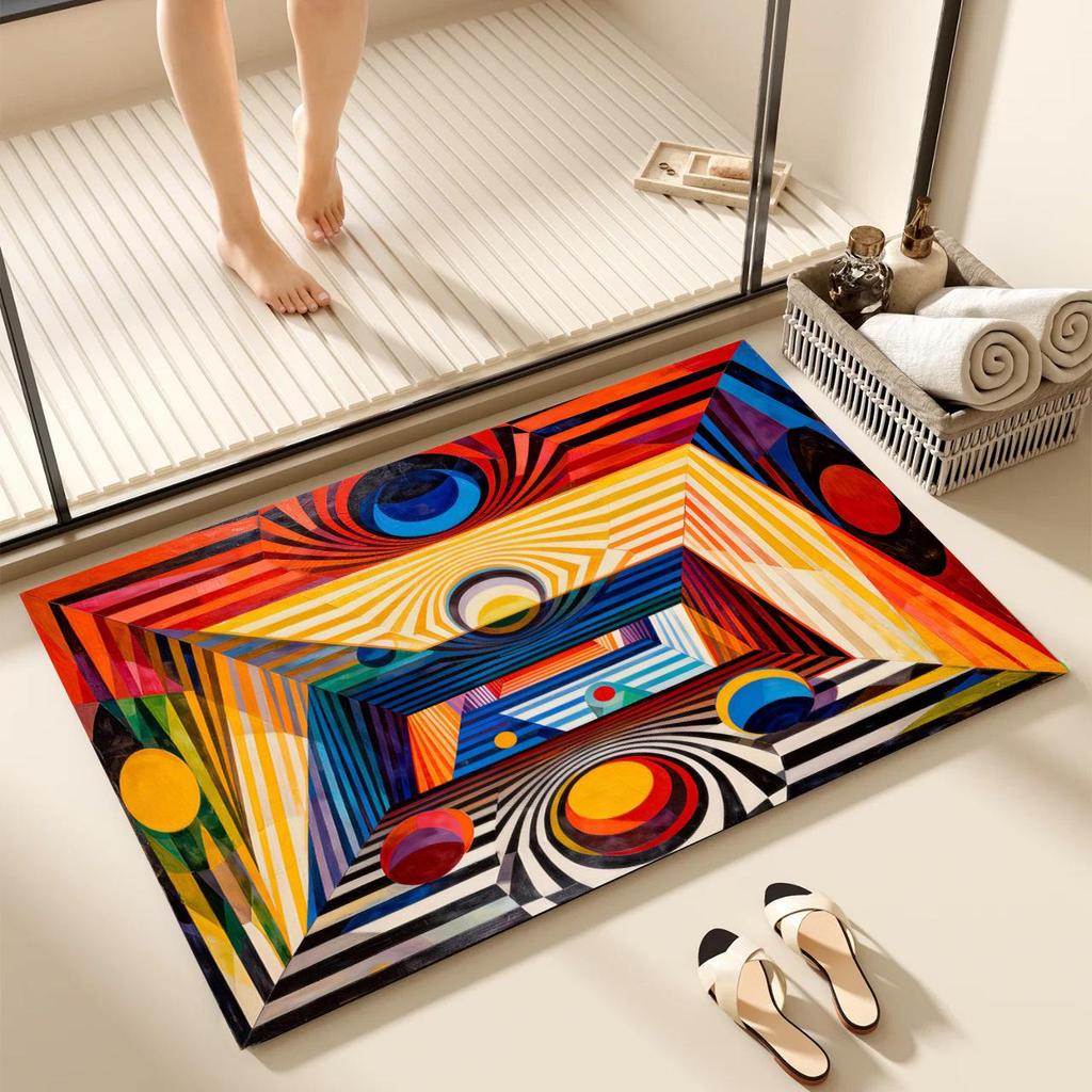 Geometric Dirt-Resistant Entrance Floor Mat - Easy To Clean & Wear-Resistant, Decorative Entryway Foot Mat