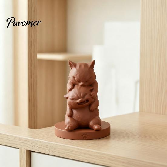 Cute Desk Ornaments for Office Fighting Cats Ornament, 3D Printed Stacked Kitten Figurine, Durable PLA Unique Cat Gifts Lovers Creative Animal