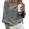 Sexy Women Solid Color Off Shoulder Long Sleeve Sweater Loose Knitted Pullover