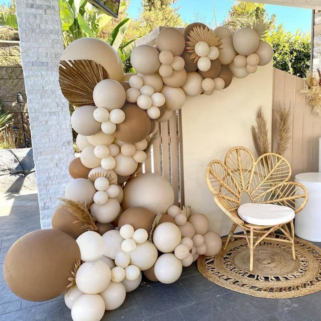 Піщано-біла повітряна кулька Гірлянда Арка Комплект Happy Birthday Party Decoration Kids Baby Shower Globos Wedding Birthday Party Latex Ballons
