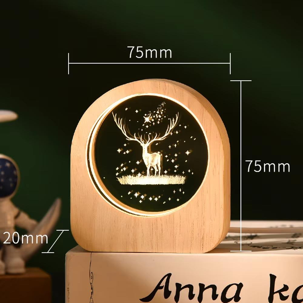 LED Crystal Ball Table Lamp Wooden Base USB Night Light 3D Rose Rain Birthday Cake Decor For Home Party Kid Gift Support Custom