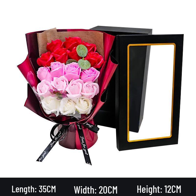 18 Rose Soap Flower Bouquet Gift Box for Qixi Valentine's Day