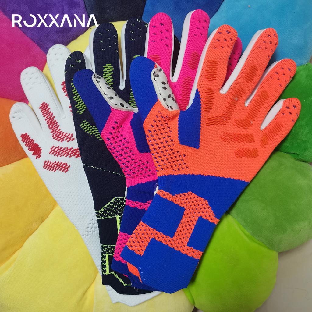 ROXXANA Nowe Młodzieżowe i Seniorskie Rękawice Bramkarskie Lateksowe Odporne na Zużycie Antypoślizgowe Rękawice Bramkarskie Profesjonalne Treningowe Meczowe Rękawice