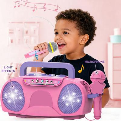 Kids Singing Machine Toy with Microphone LED Light Toddlers Boys Girls Multi-functional Mini Karaoke Machine Music Player Toy