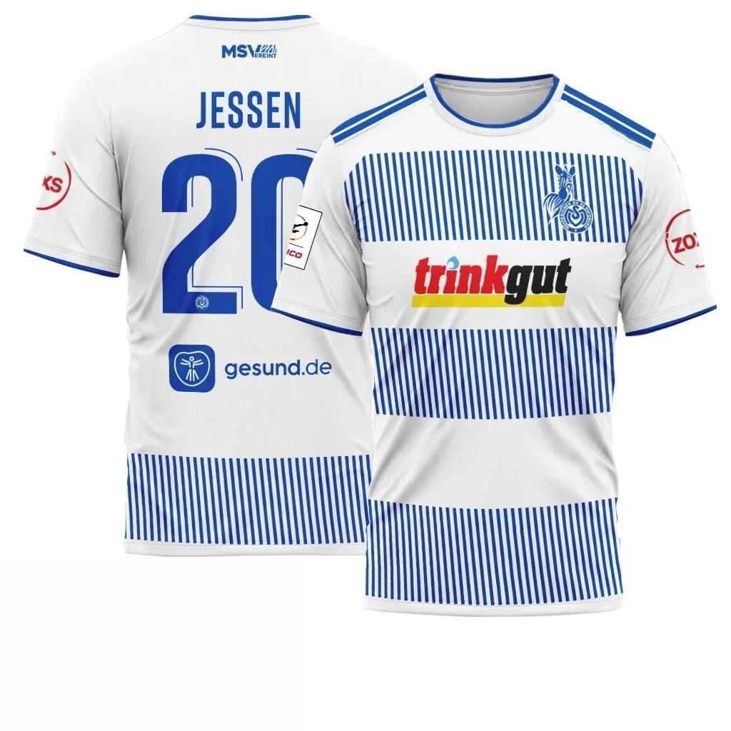 27-27 Neues MSV Duisburg Fußballtrikot Gedenk 3D Schnelltrocknend Rocksport Herren Kurzarm T-Shirt 6XL