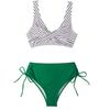 Two Piece Bikini Swimsuit for Women Floral Print High Waist Bottoms Sleeveless Crop Top Swimwear Set with Adjustable Ties
