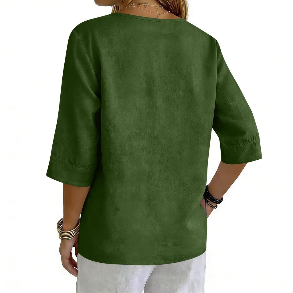 Rochii tip cămașă pentru femei Tricouri casual elegante cu mânecă 3/4 Topuri tip tunică Tricouri de bază Pulovere Cămăși de lucru