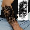 1 Sheet Waterproof Jesus With Cross Thorn Temporary Tattoos For Men Women Realistic Zeus Warrior Tatoos Temp Fake Tattoo Sticker