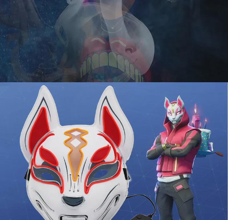 Multi-Color Luminous Sky Fox EL Mask: Full Face LED Costume for Parties