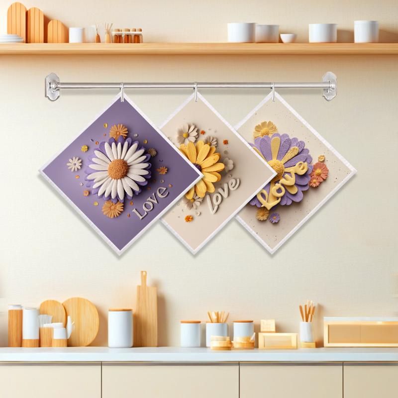 6PCS Daisy Printed Swedish Dishcloths Eco-Friendly Kitchen Rags Absorbent Dish Towels Reusable Washable Cleaning Cloths