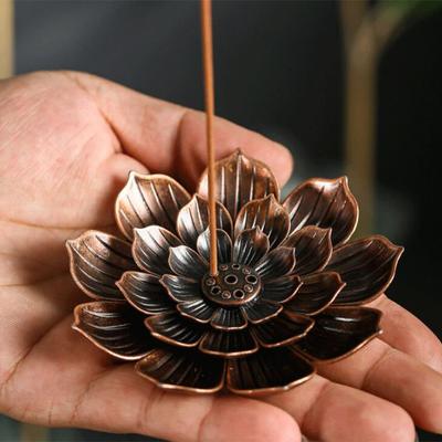 Alloy Incense Burner Jade Lotus Incense Holder Home Decoration Antique Incense Pate Indoor Incense Burner Lotus Porous