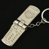 Creative Pendant Mini Mobile Phone with Flip Cover and Rotating All Metal Toy Decoration Gift Keychain