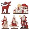 Christmas Desktop Centerpieces Nordic Ornaments Wood Reindeer Santa Claus Snowman Figurine Ornament Gifts for Kids Rustic Decoration Holiday