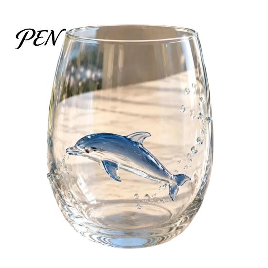 Elegante Bicchiere Acqua Oceano con Bordo Dorato 12oz Polpo, Design in Rilievo, Stile Marino Dipinto a Mano Sofisticata Bicchiereria Costiera per Bere per Amanti