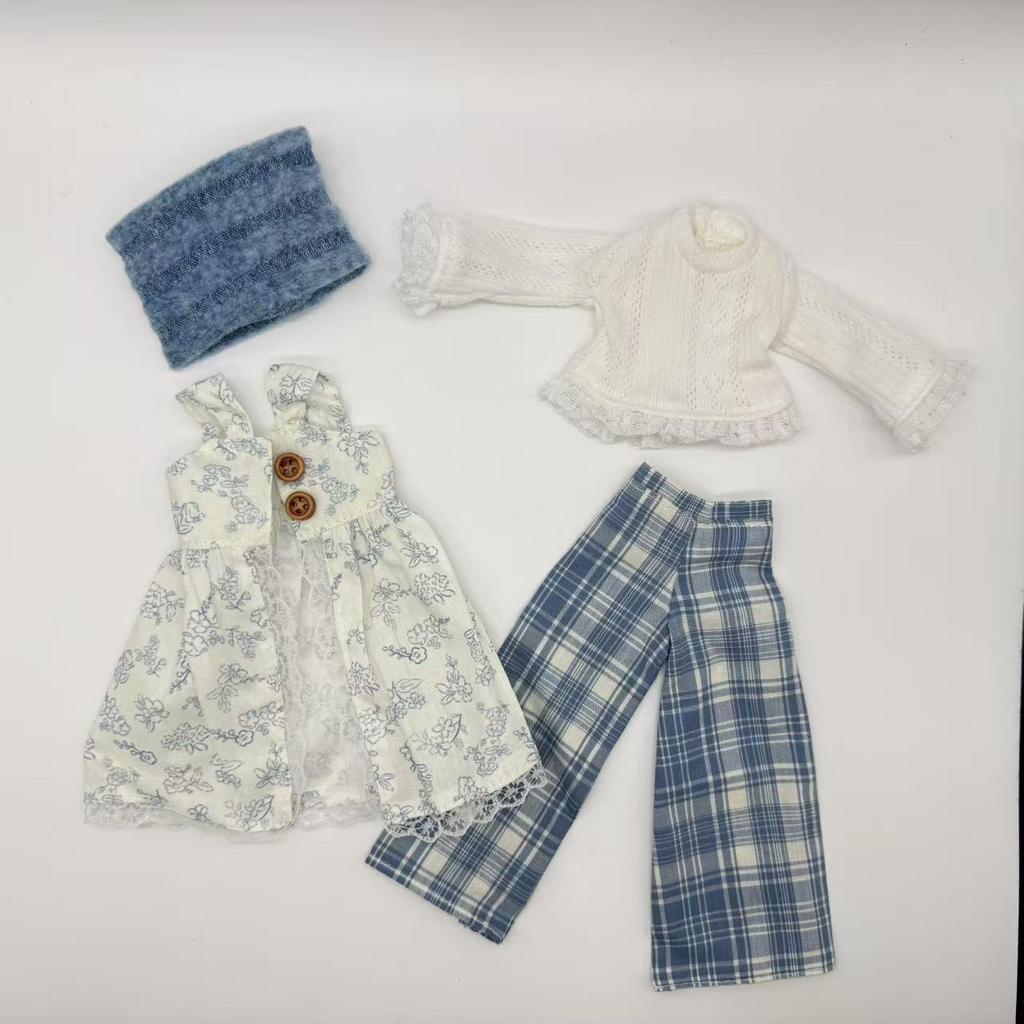 30cm BJD Doll Outfit Set: Ghost Mom Dress & Pants for 1/6 Scale Dolls