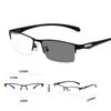 Pochromic  Glasses Anti Blue Light Prescription Eye Glasses Retro Men Half Frame Business Color Changing Eyeglasses