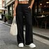 Women's Color Wide Leg Pants with Pockets Casual Loose Fit Straight Leg Trousers for Everyday Wear