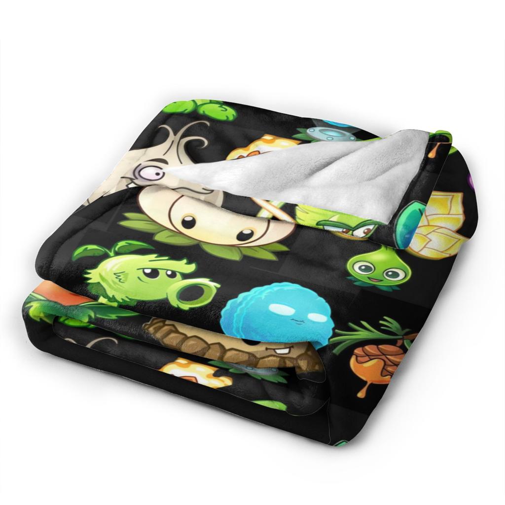 P-Plants-vs-Zombies Video Games Super Warm Blankets Picnic Plush Throw Blanket Living Room Flannel Bedspread Sofa Bed Cover