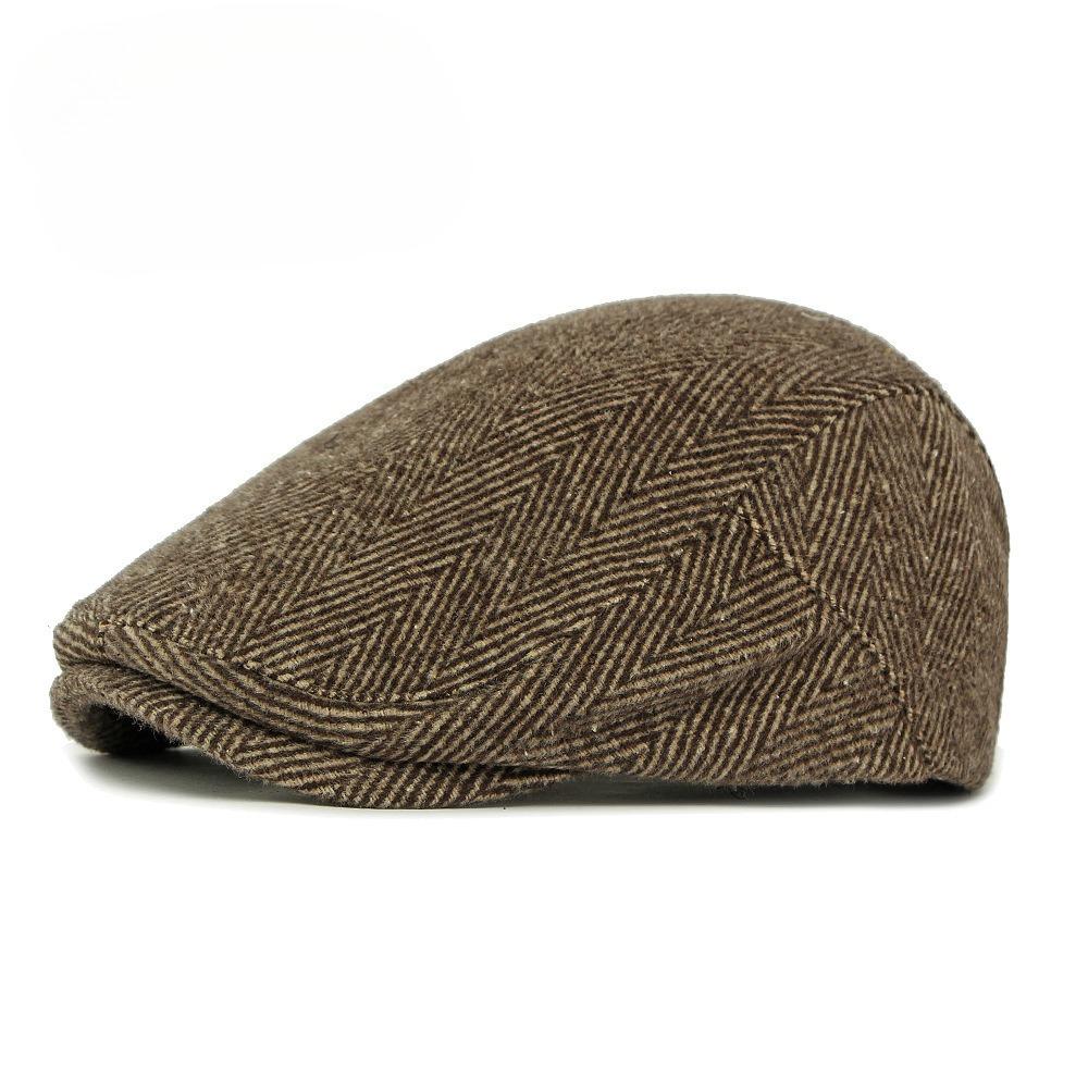 Vintage Herringbone Tweed Flat Cap Men Women British Retro Ivy Hat Autumn Winter Warm Woolen Newsboy Gatsby Cap Driving Cap