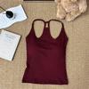 Women's Summer Hot Girl Pure Style I-Back Tank Top with Chest Pad, Solid Color, Versatile Sports Design