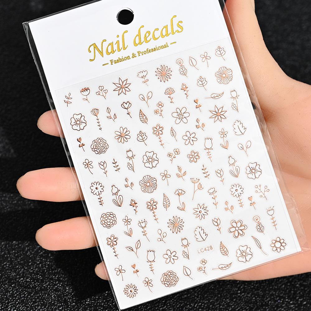 Best-Selling Japanese Aesthetic Laser Silver Heart Nail Stickers - Plant-Inspired Nail Art