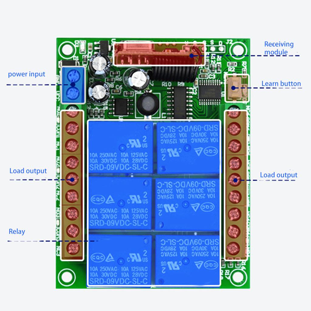 DC 12v 6ch Rf 315/433mhz Wireless Remote Control Switch System,100m Long Distance, Transmitter + Receiver