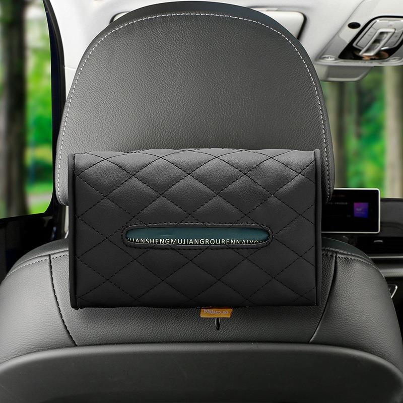 Car Tissue Box Buggy Bag Car Armrest Box Tissue Bag Hanging On Chair Back Tissue Bag DIY Diamond Grid Paper Extraction Box