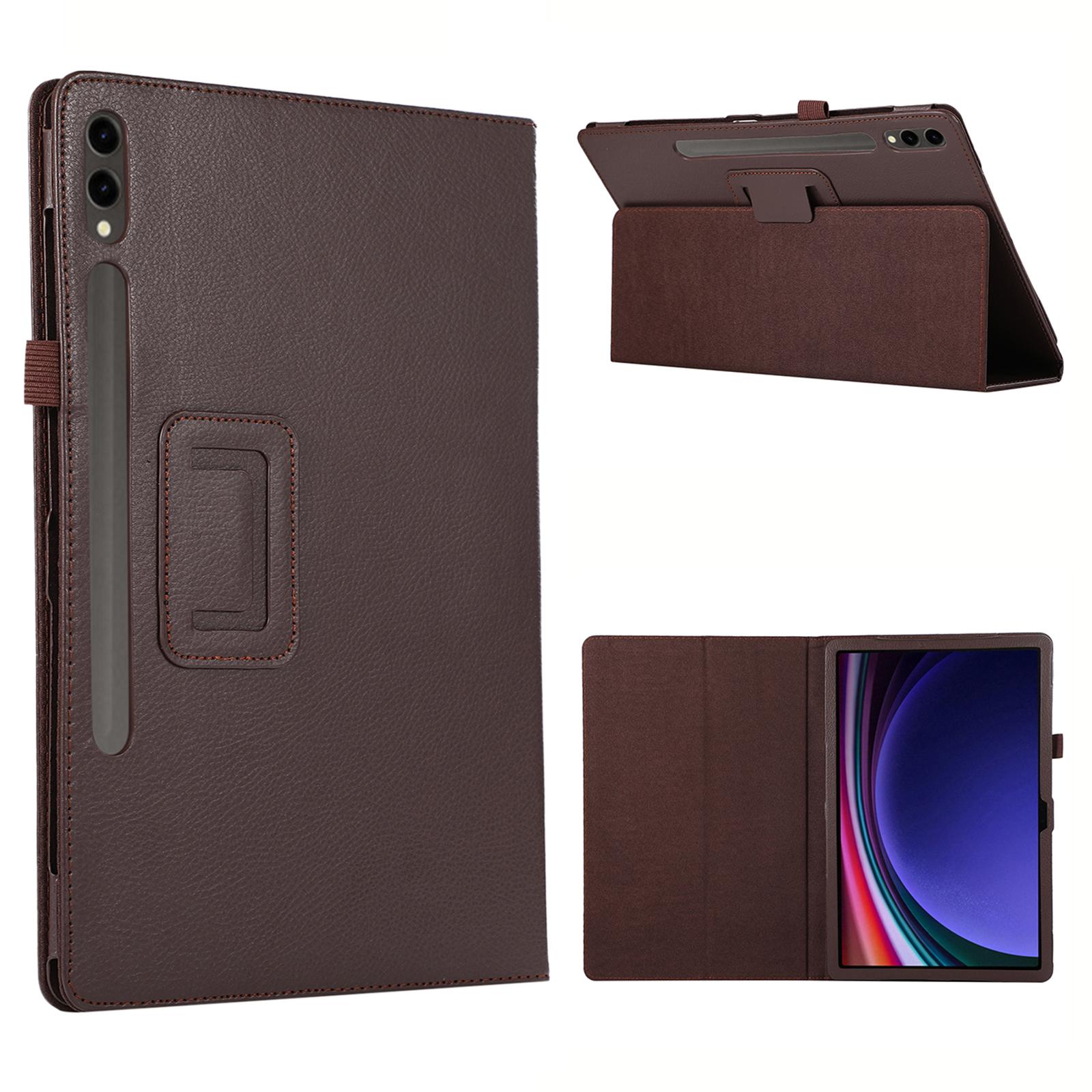 

For Samsung Galaxy Tab S10+ Case Bi-Fold Stand Leather Tablet Cover Litchi Texture C
