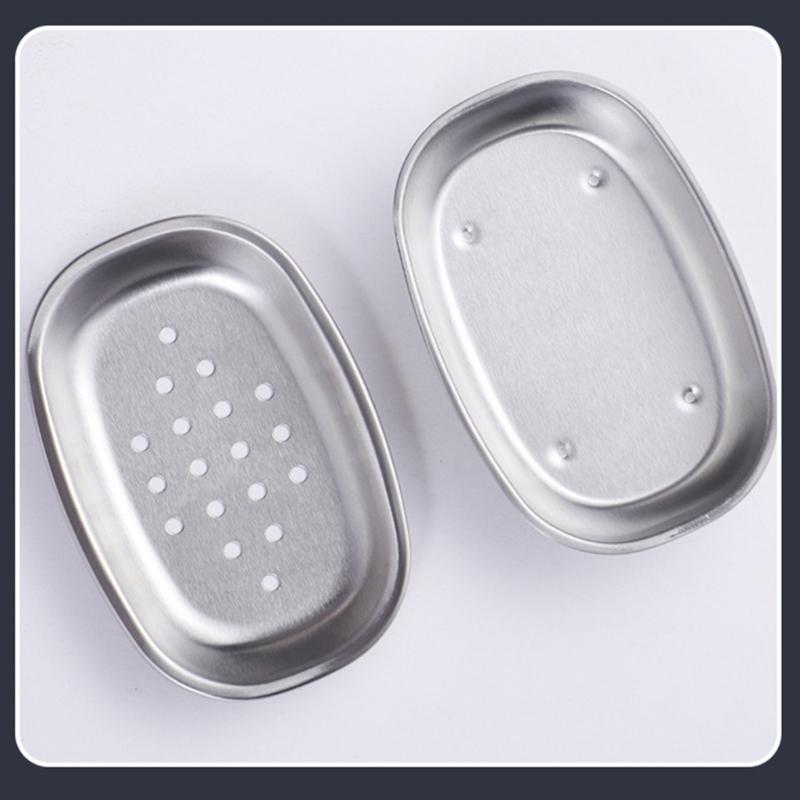 Modern Double Layer Soap Dish Keep Soap Dry for Bathroom or Kitchen Use Portable Stainless Steel Shower Soap Tray