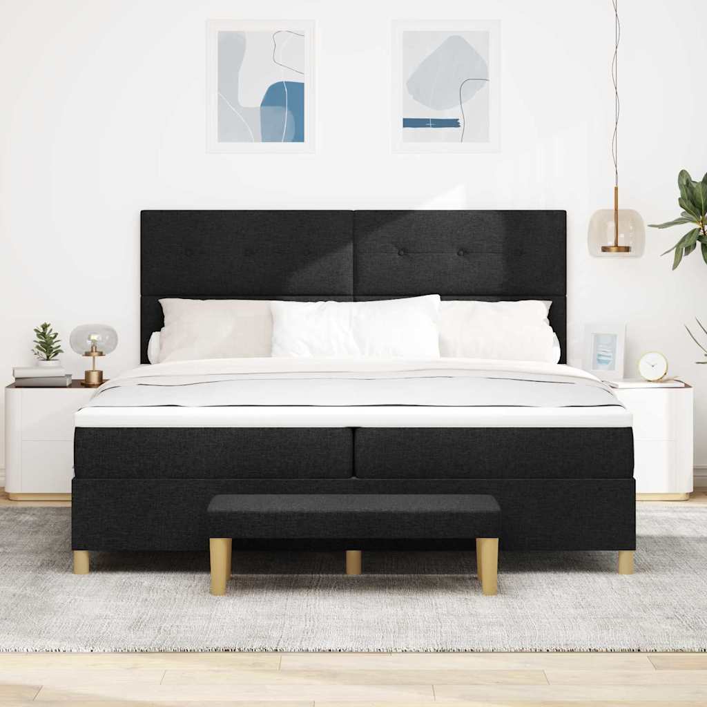 Boxspring Bed with Headboard Black 200 x 200 cm Fabric