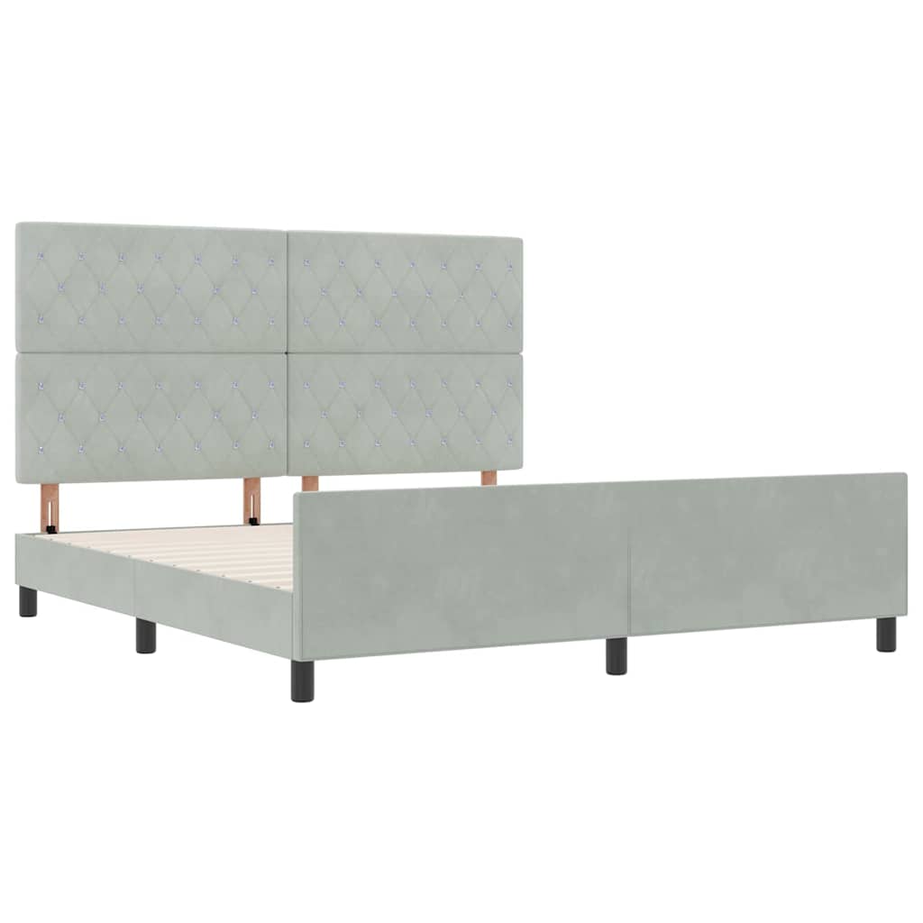 Box Spring Bed with Headboard Light Gray 180 X 200 Cm Velvet