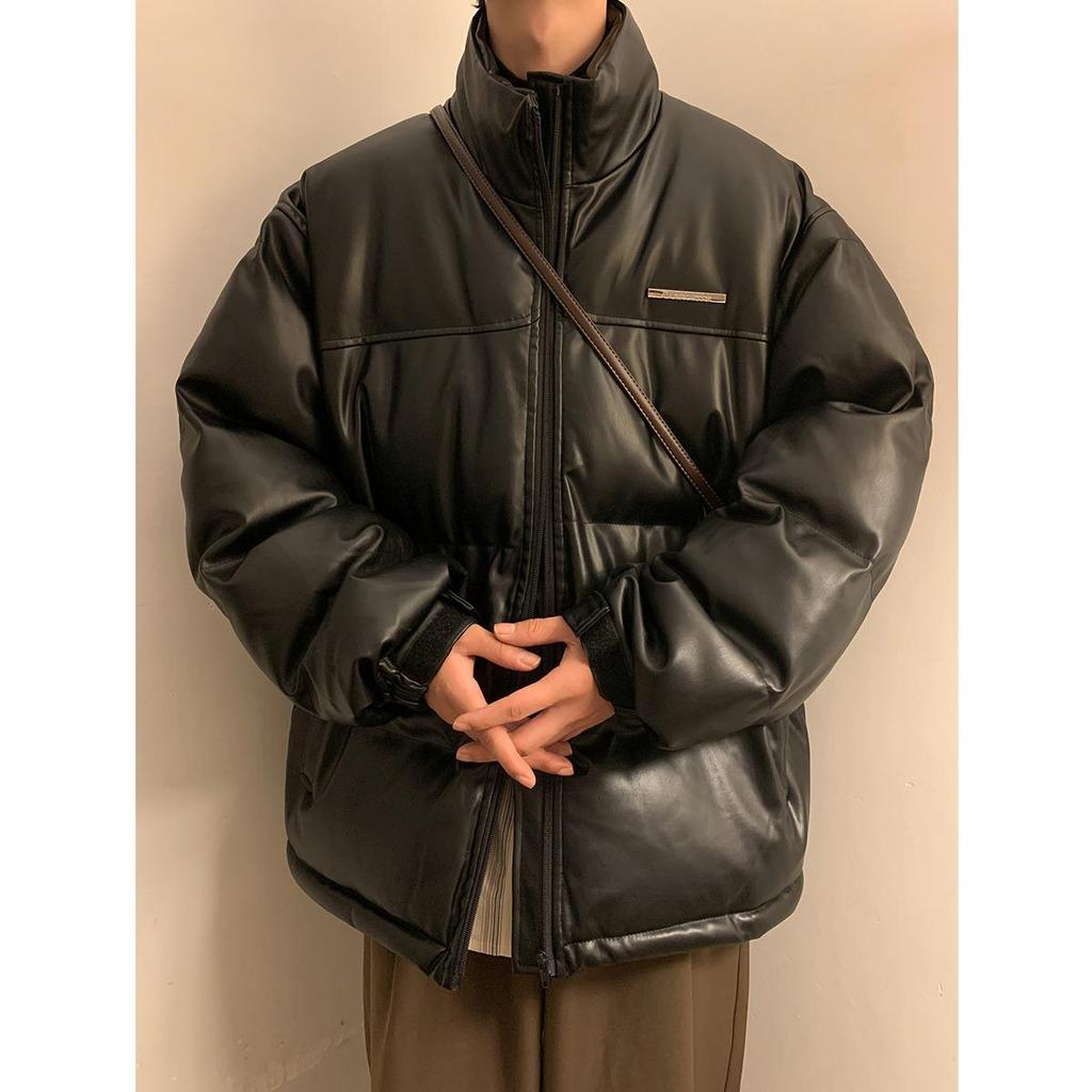 Unisex Koreanischer Stil Wasserdichte PU-Leder Winterjacke - Dick, Kälteschutz, Trendig & Lässig für Paare