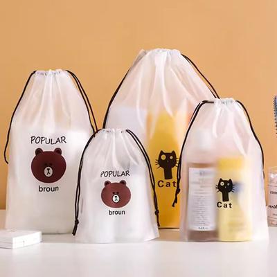 Frosted Pe Seil Riemen Tasche Cartoon Bär Kordelzug Tasche Kordelzug Reise Schuhbeutel Gesicht Handtuch Lagerung Plastiktüte