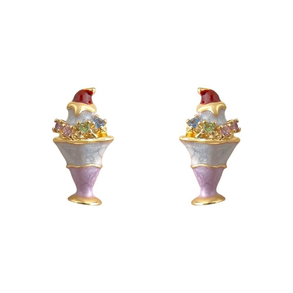 

Enamel Birthday Cake Stud Earrings Childishness Ice Cream Ear Studs Mousse Cake Earrings Girls Style 1