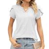 2026 New Fashion Women's V-Neck Button Hollow Loose Short-Sleeve T-Shirt Top for Ladies