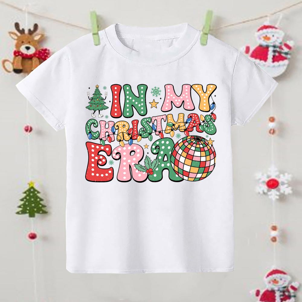 In My Christmas Era Print Kid T-shirt Casual Short Sleeve Round Neck Child Tees Shirt Christmas Day Holiday Childs Clothes