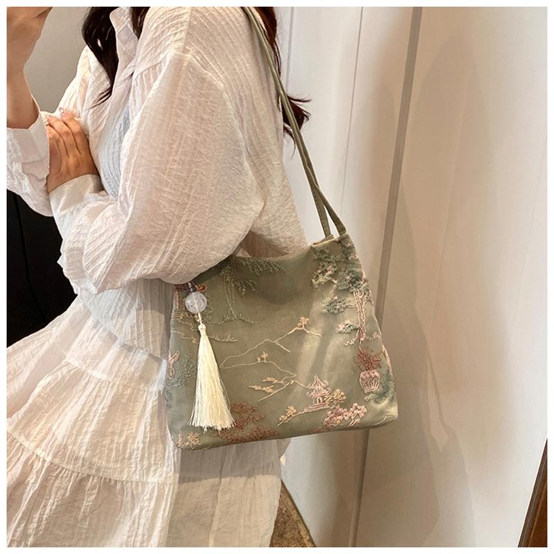New Chinese Style Retro Bag New Models Silk Jacquard Fashionable Minimalist Bag Single Shoulder Diagonal Cross Women's Bag