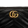 Gucci Gg Marmont Double G Logo Herringbone Quilted Leather Handheld Shoulder Bag For Women Black