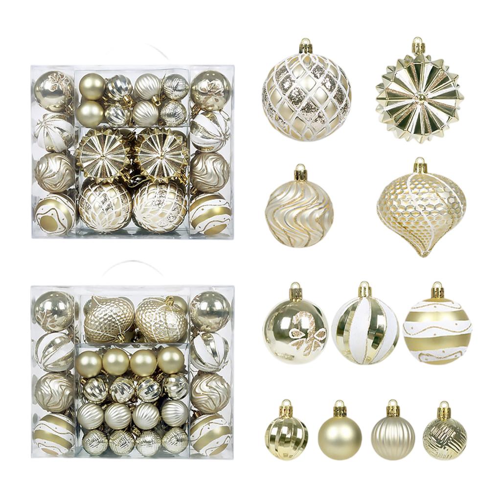 48PC Flocked Velvet Christmas Tree Ball Ornaments Set