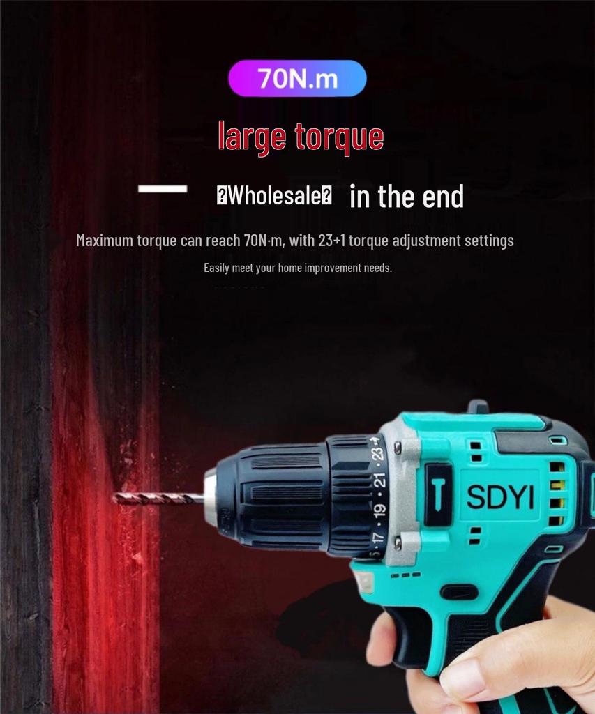 SDYI High-Power Brushless Rechargeable Electric Drill & Screwdriver