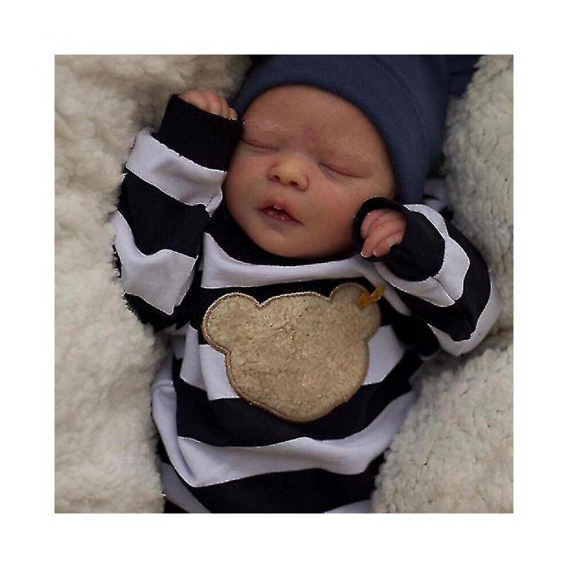 45cm Zwei Körperoptionen Premie Bebe Puppe Reborn Schlafend Lebensecht Weiche Haptik Kuscheliges Baby 3D Haut Sichtbare Adern Künstlerpuppe