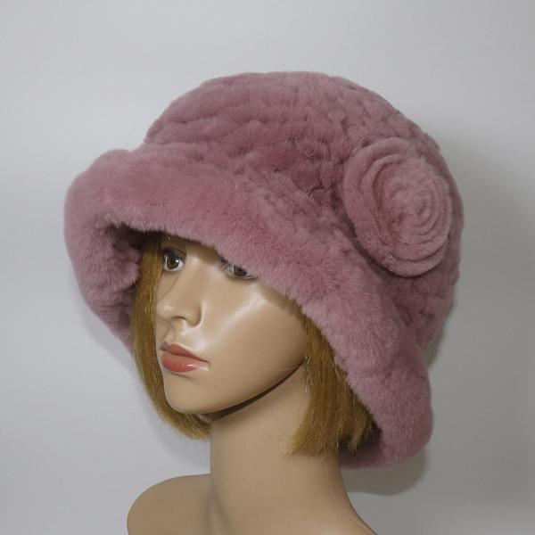 Winter Women Outdoor Knitted Real Rex Rabbit Fur Hat Natural Warm Fur Bucket Hats Girls Fashion Fluffy Real Rex Rabbit Fur Caps